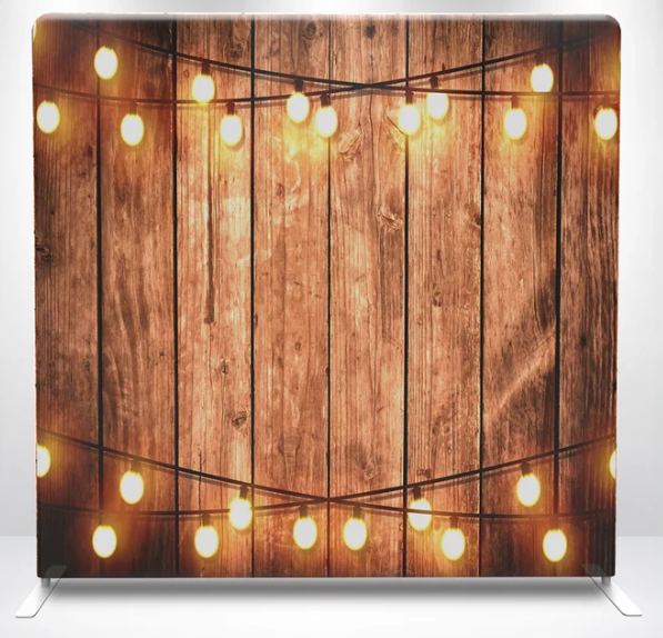 Wooden With String Light Bulbs